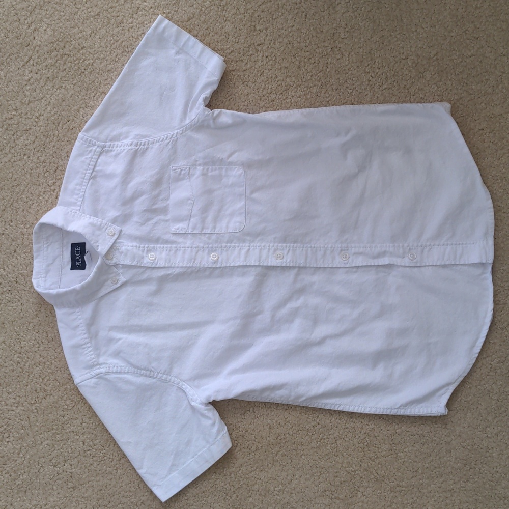 Boys 100% Cotton Button Down Short Sleeve Shirt (Size L 10/12)